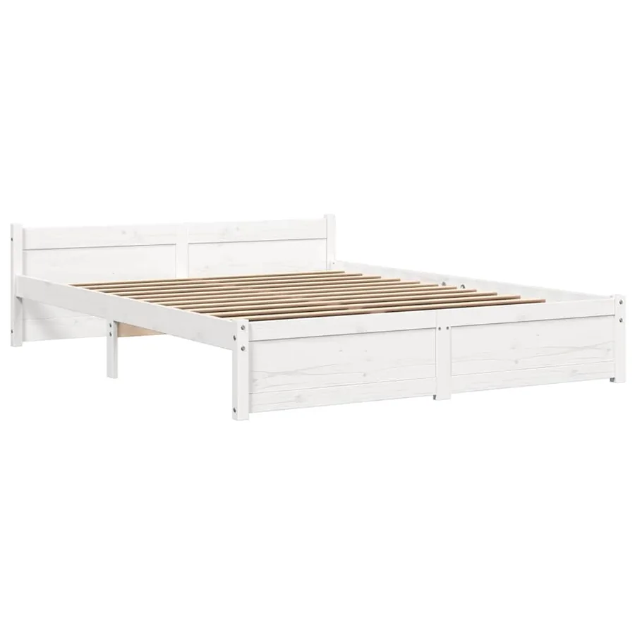 Cadre de lit sans matelas blanc bois massif 140x200 cm - 3