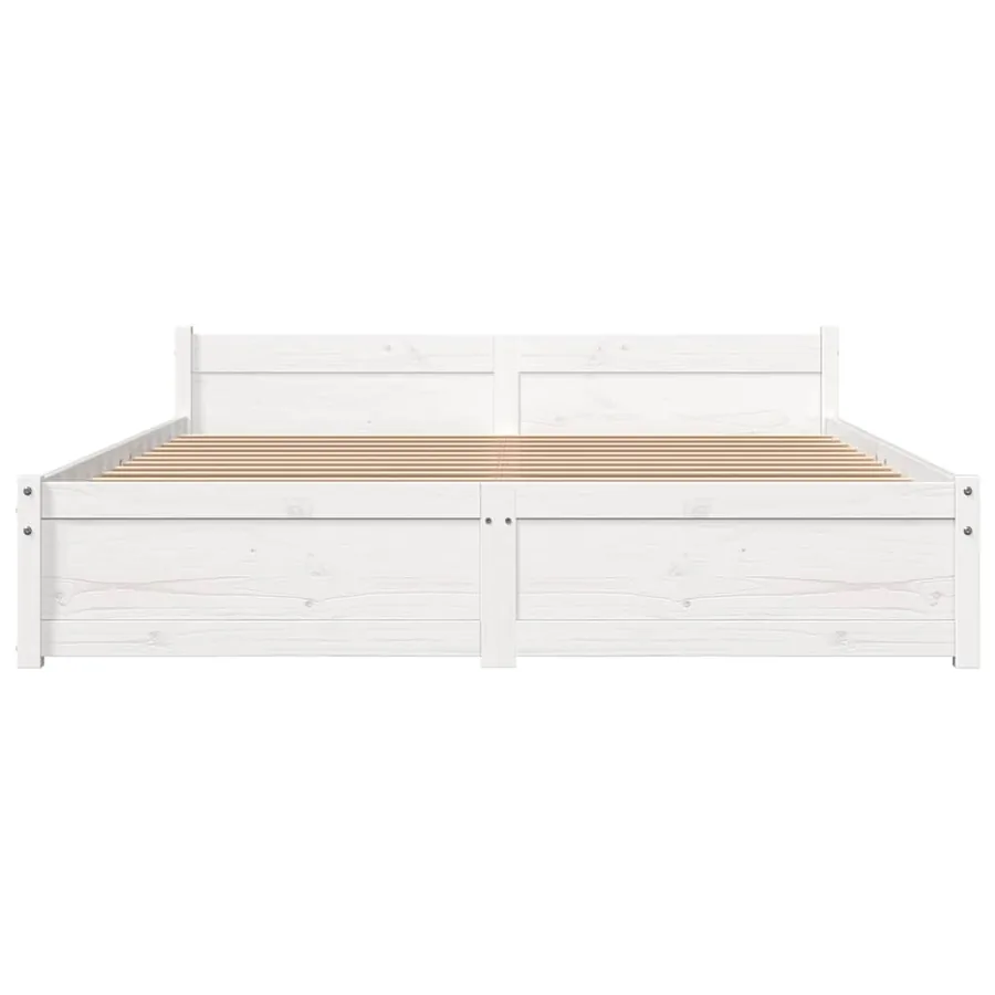 Cadre de lit sans matelas blanc bois massif 140x200 cm - 4