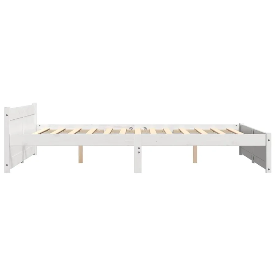 Cadre de lit sans matelas blanc bois massif 140x200 cm - 5