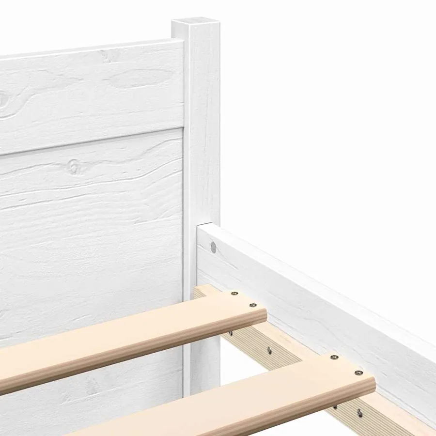 Cadre de lit sans matelas blanc bois massif 140x200 cm - 6