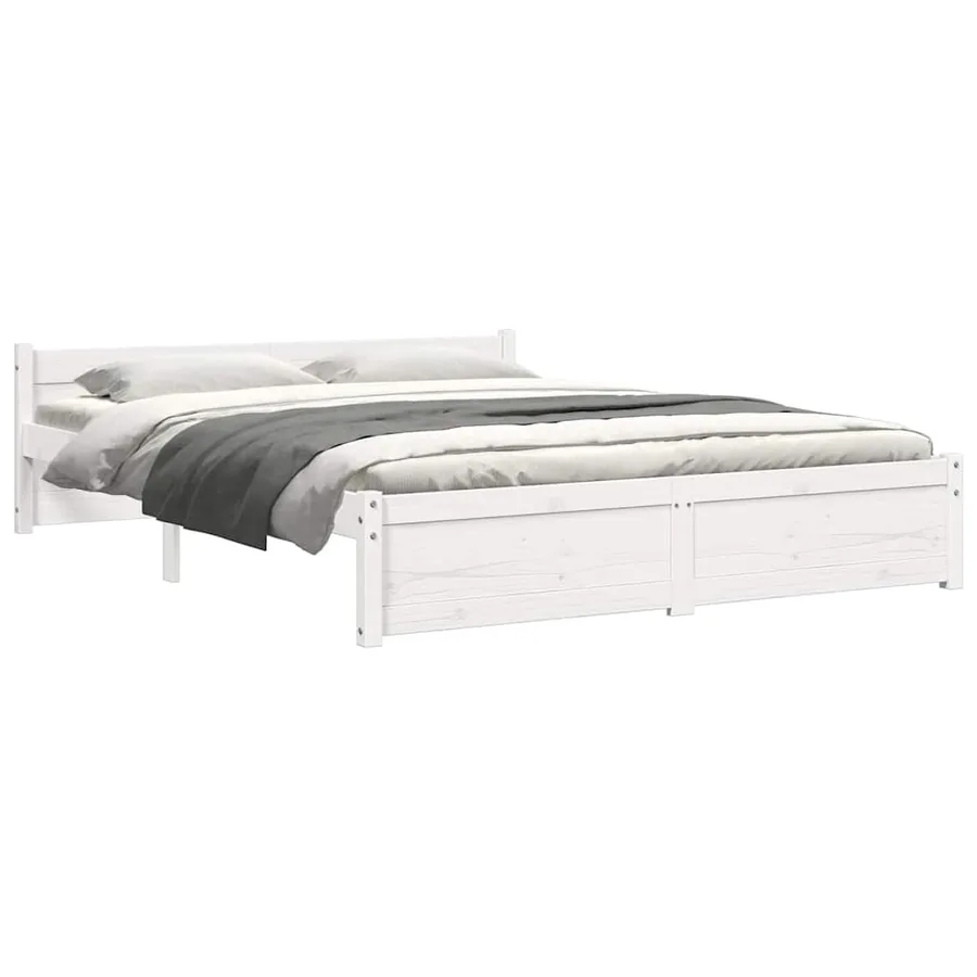 Cadre de lit sans matelas blanc bois massif 140x200 cm - 7