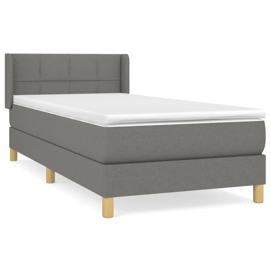 Sommier à lattes de lit et matelas Gris foncé 90x190 cm Tissu - 2