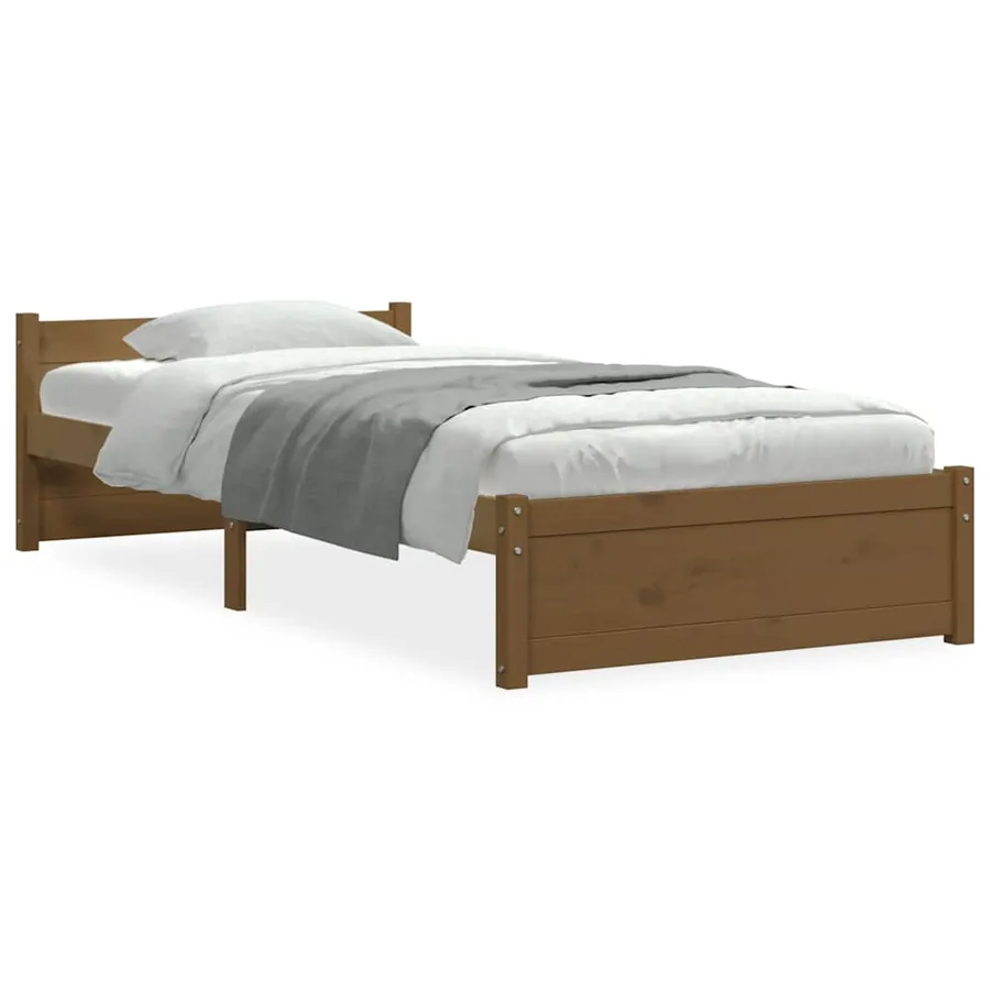 Cadre de lit sans matelas marron miel bois massif 75x190 cm - 2