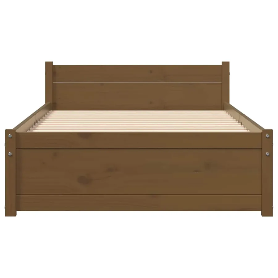 Cadre de lit sans matelas marron miel bois massif 75x190 cm - 4