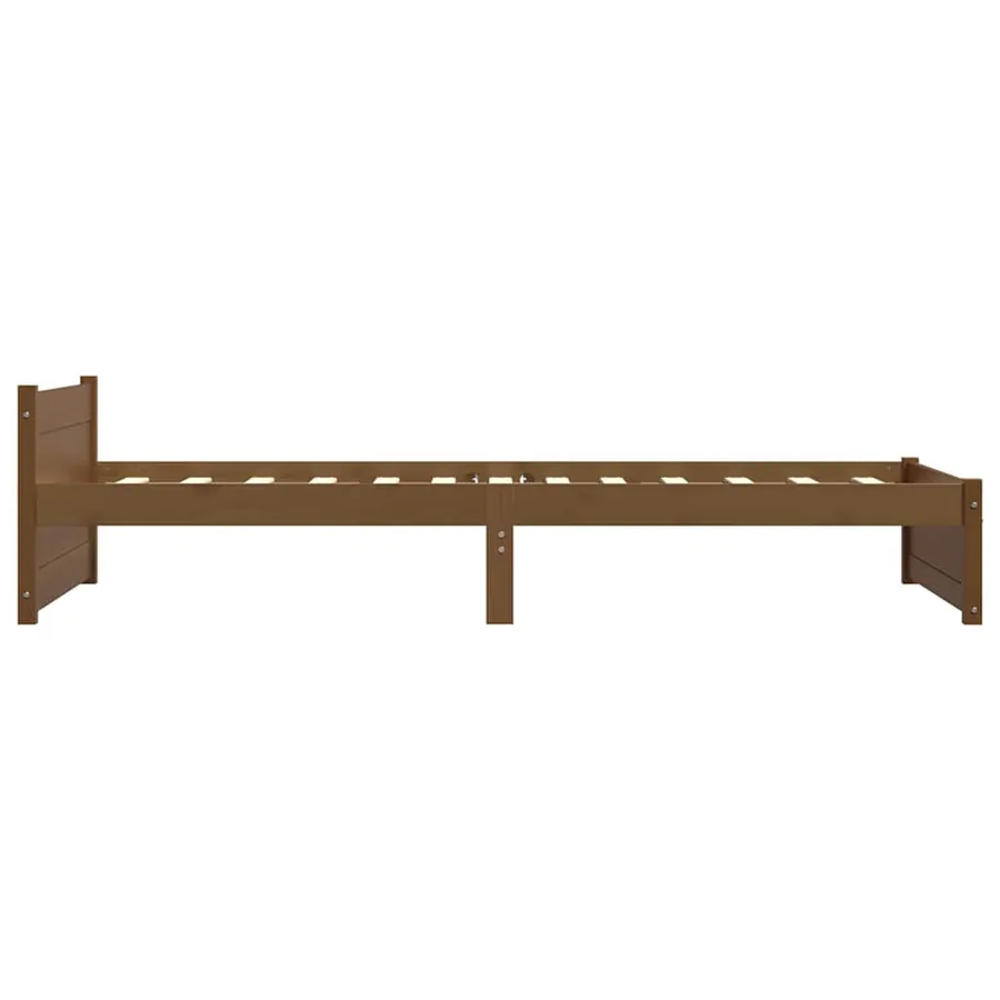 Cadre de lit sans matelas marron miel bois massif 75x190 cm - 5