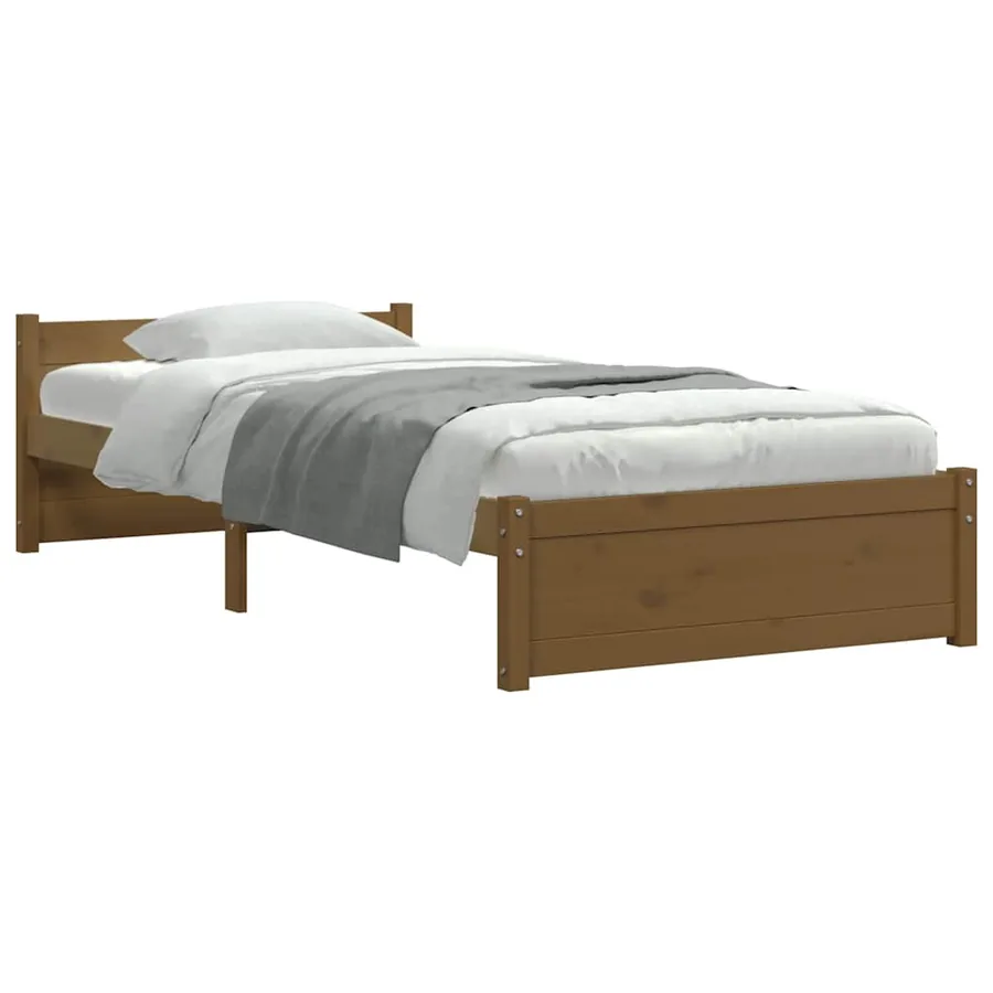 Cadre de lit sans matelas marron miel bois massif 75x190 cm - 7