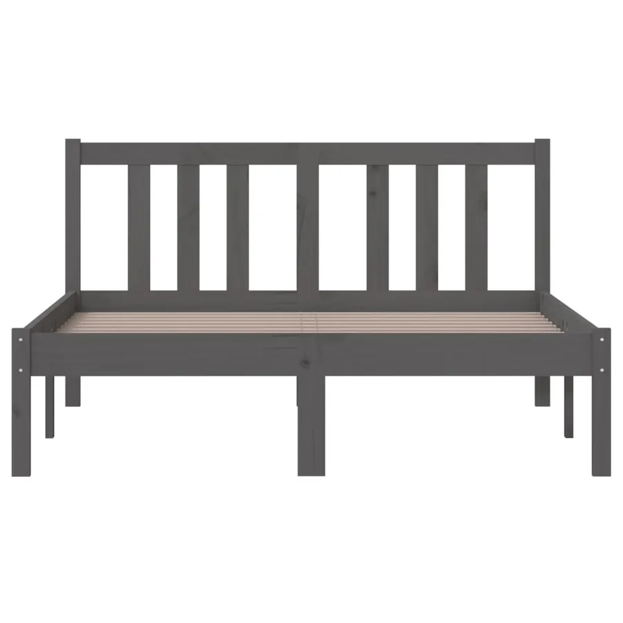 Cadre de lit sans matelas gris bois massif 120x200 cm - 4