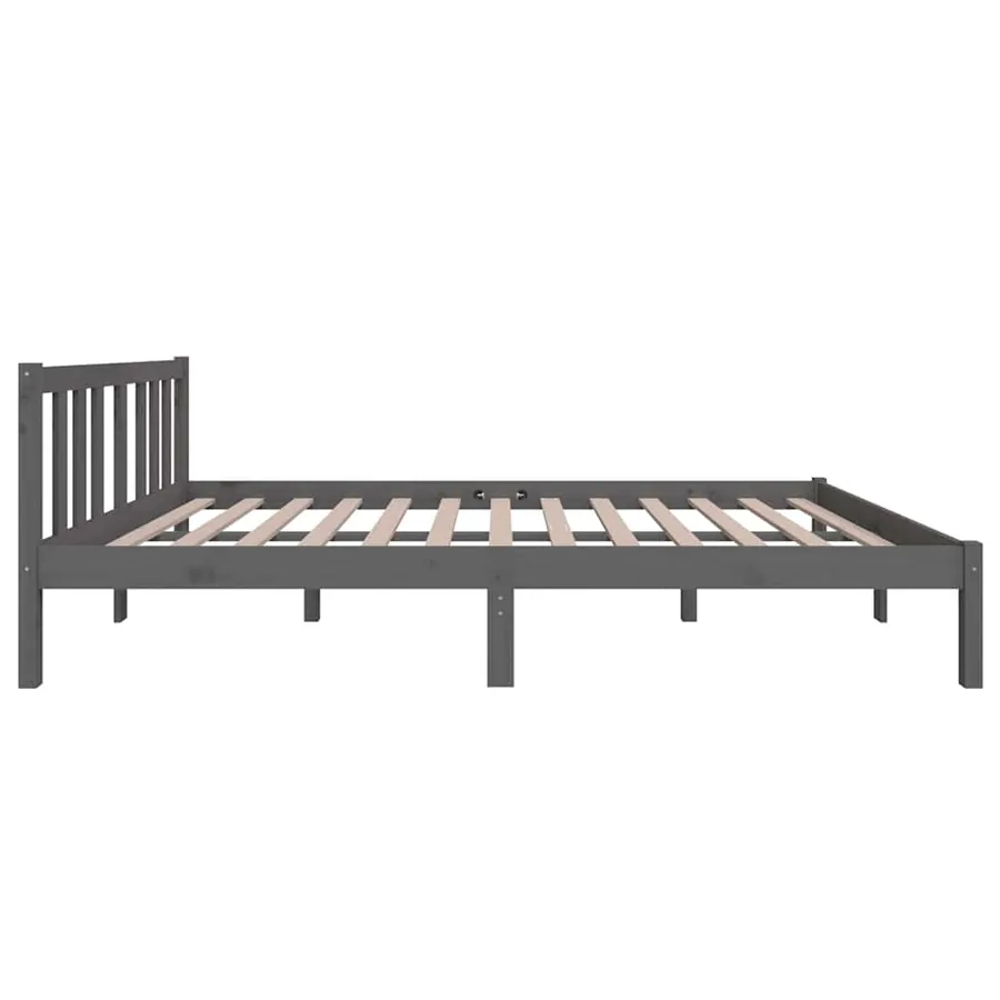 Cadre de lit sans matelas gris bois massif 120x200 cm - 5