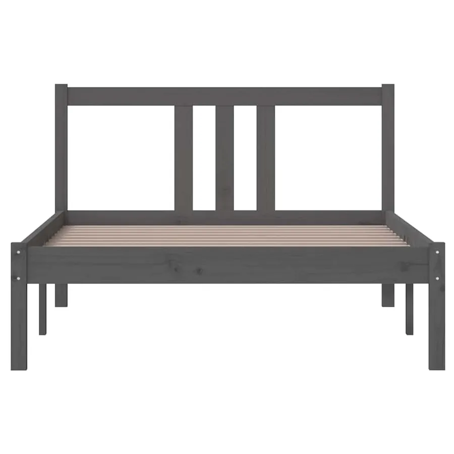 Cadre de lit sans matelas gris bois massif 100x200 cm - 4