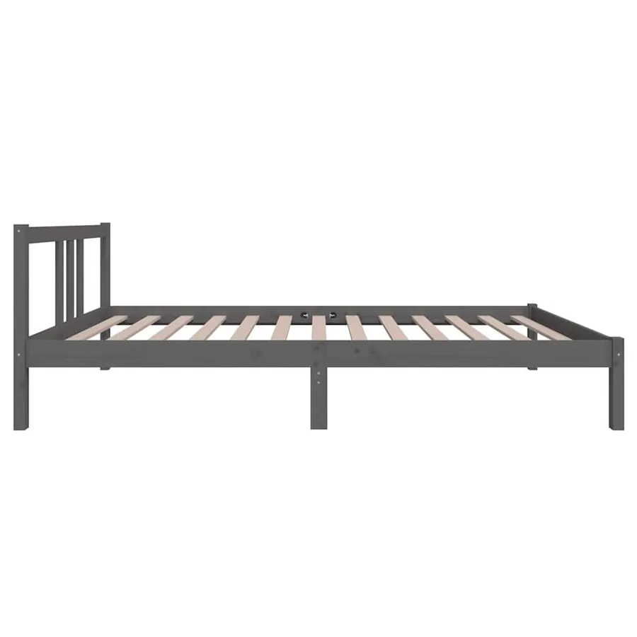 Cadre de lit sans matelas gris bois massif 100x200 cm - 5