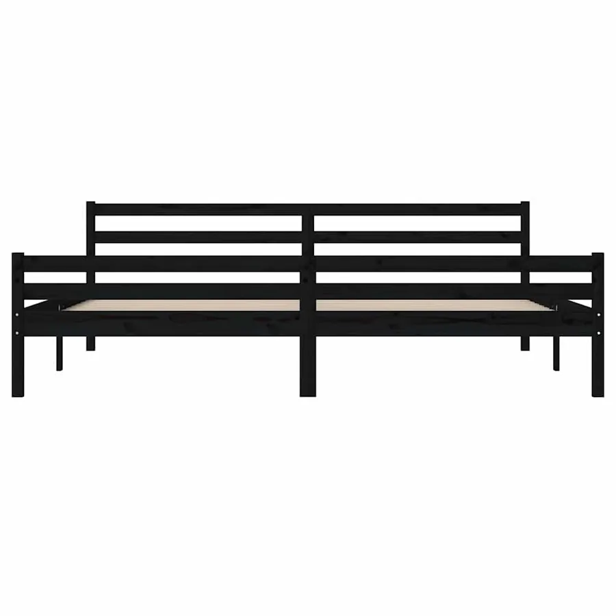 Cadre de lit sans matelas noir bois massif 200x200 cm - 5