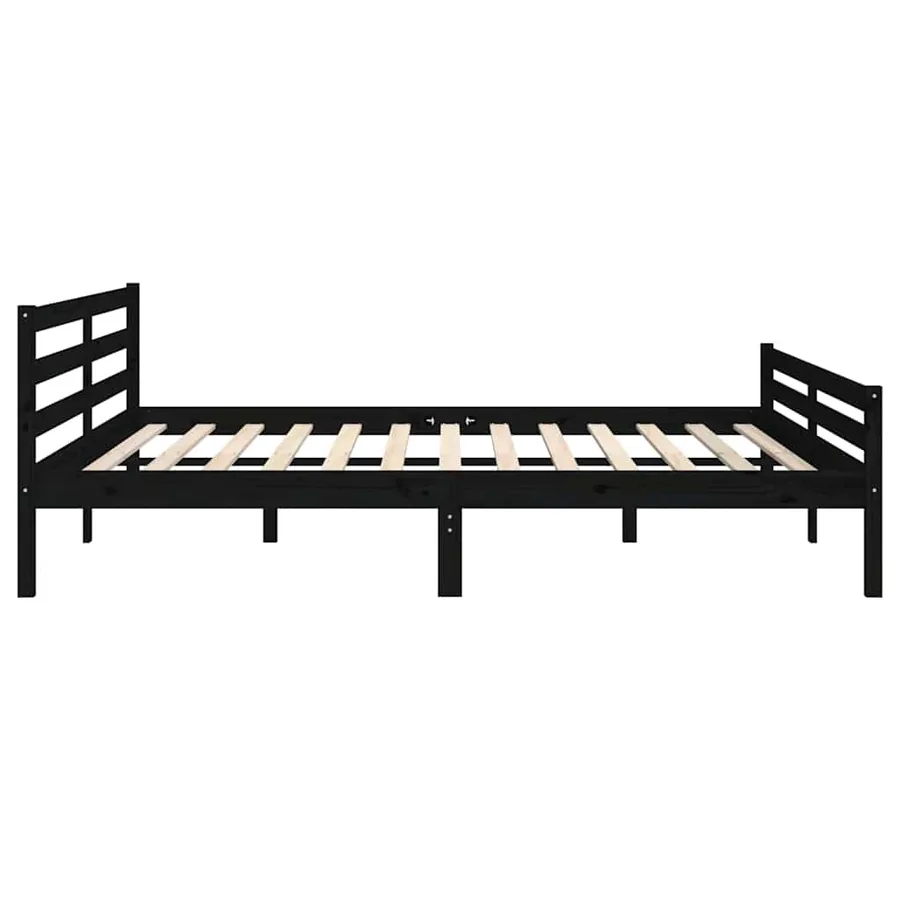 Cadre de lit sans matelas noir bois massif 200x200 cm - 6