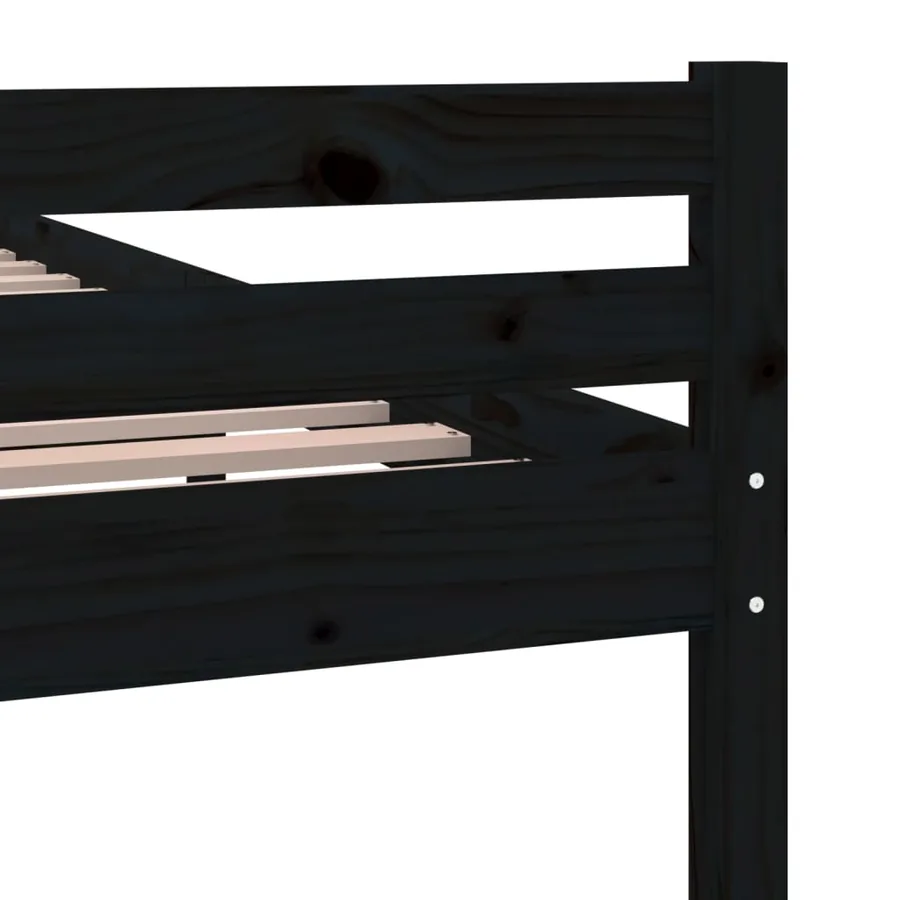 Cadre de lit sans matelas noir bois massif 200x200 cm - 7
