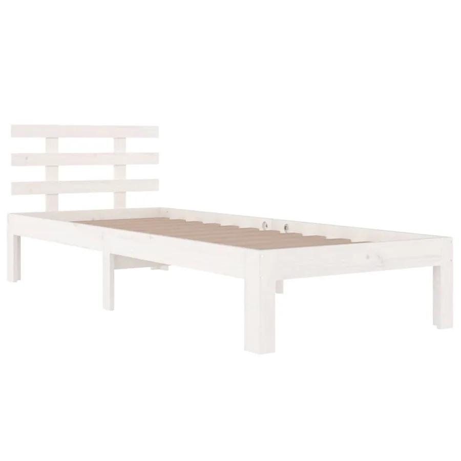 Cadre de lit sans matelas blanc bois massif 100x200 cm - 3