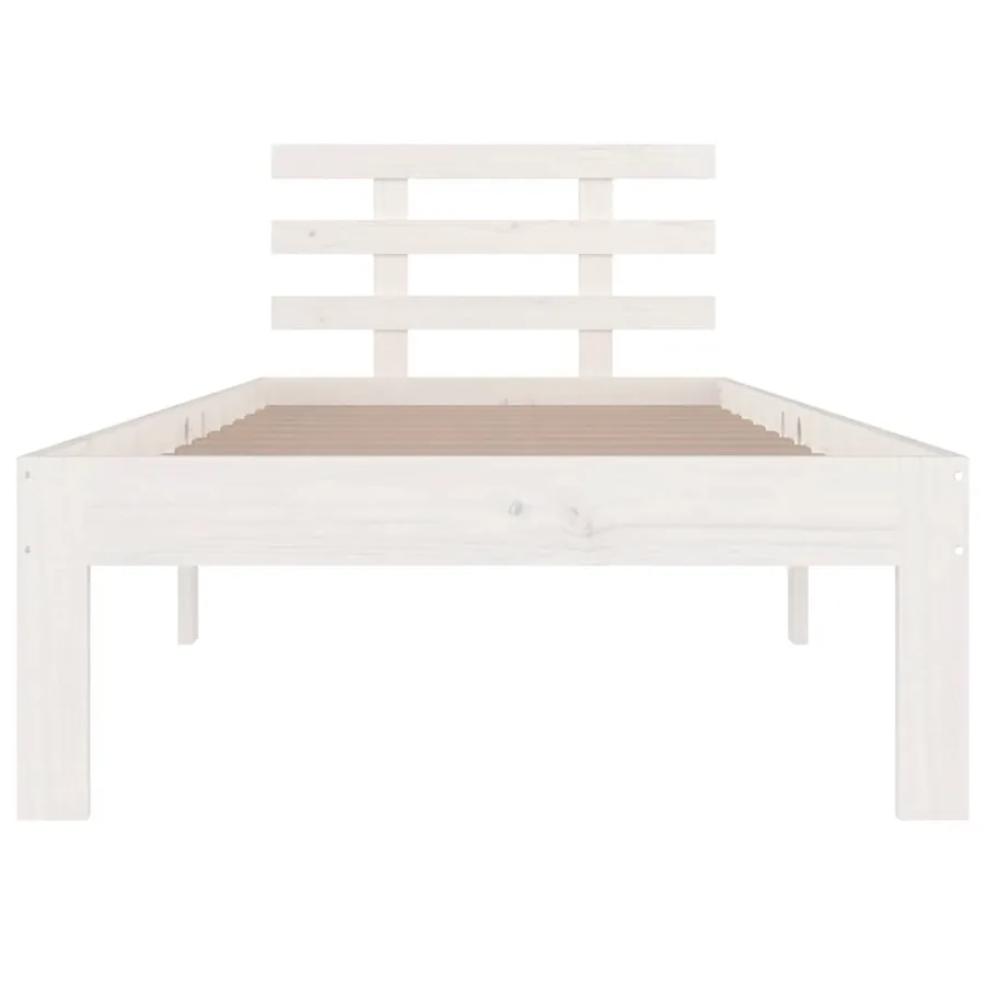 Cadre de lit sans matelas blanc bois massif 100x200 cm - 4