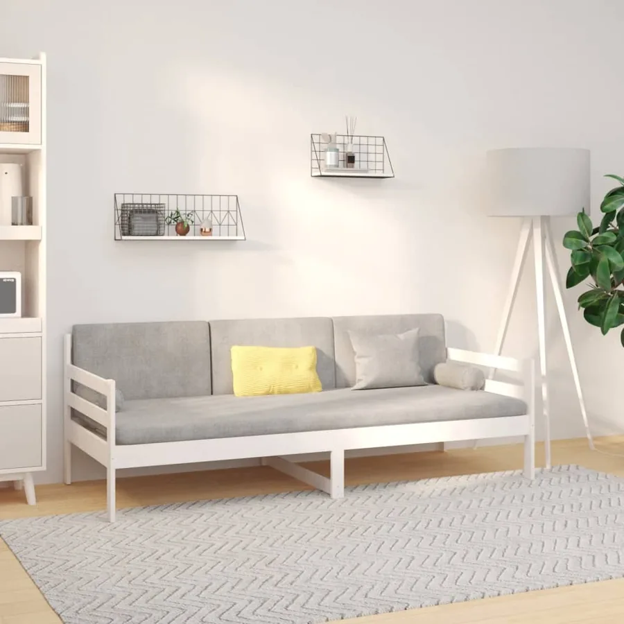 Lit de jour sans matelas blanc 80x200 cm bois de pin massif