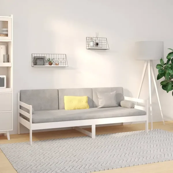 Lit de jour sans matelas blanc 80x200 cm bois de pin massif