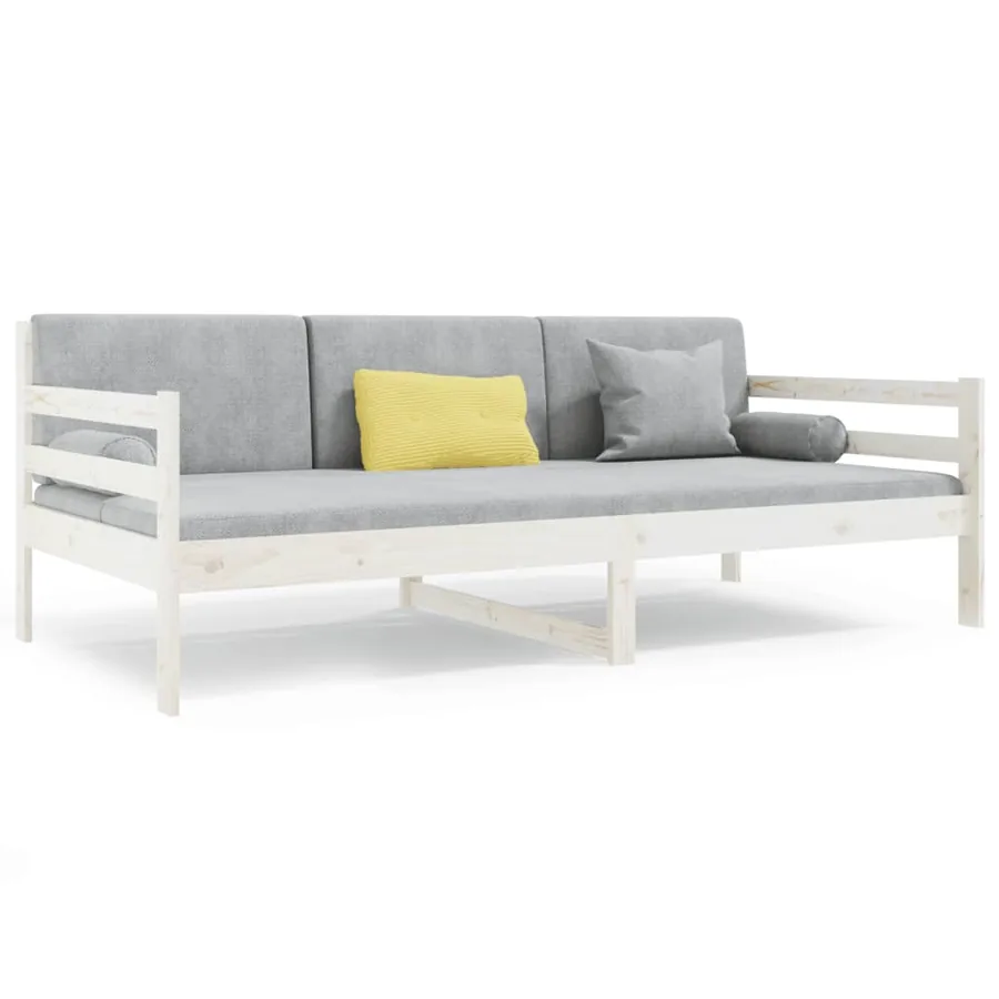 Lit de jour sans matelas blanc 80x200 cm bois de pin massif - 2