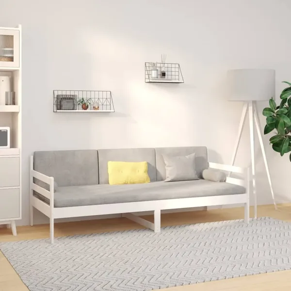 Lit de jour sans matelas blanc 90x190 cm bois de pin massif