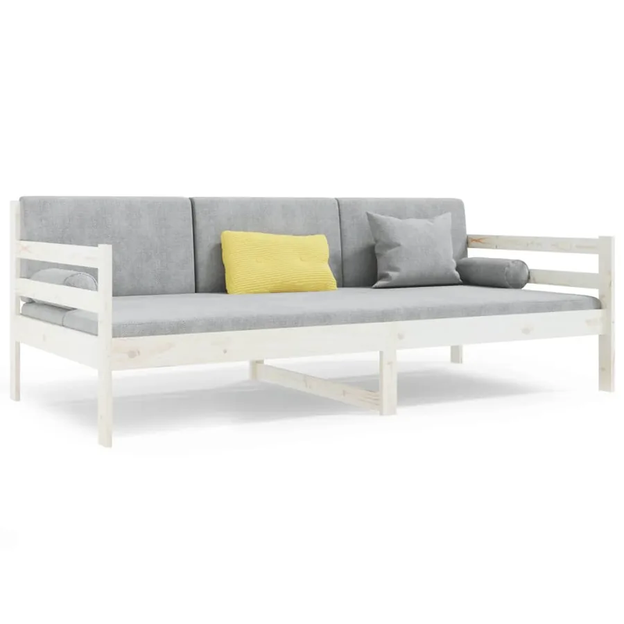 Lit de jour sans matelas blanc 90x190 cm bois de pin massif - 2