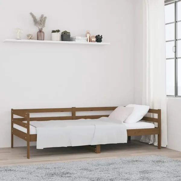 Lit de jour sans matelas marron miel 90x190 cm bois pin massif
