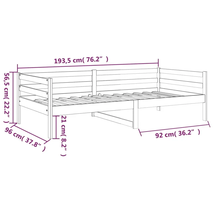 Lit de jour sans matelas marron miel 90x190 cm bois pin massif - 11