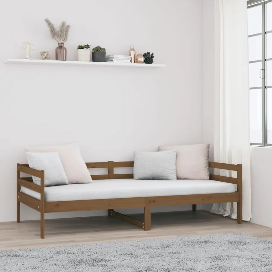 Lit de jour sans matelas marron miel 90x190 cm bois pin massif - 4