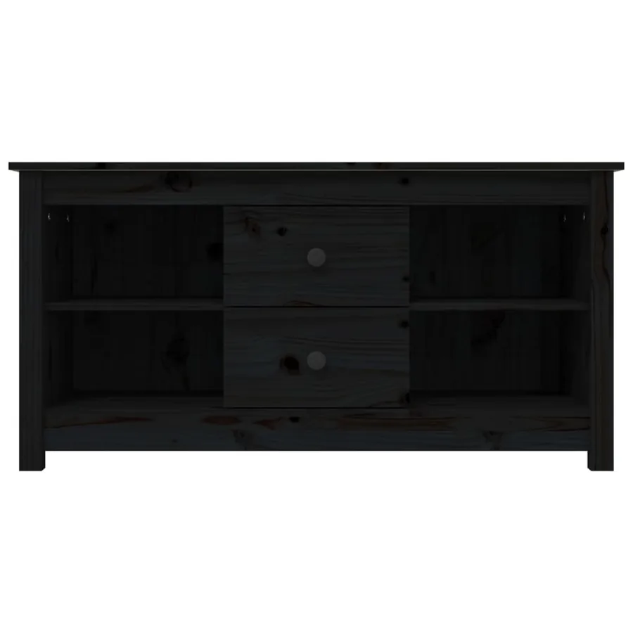 Meuble TV Noir 103x36,5x52 cm Bois de pin massif - 3