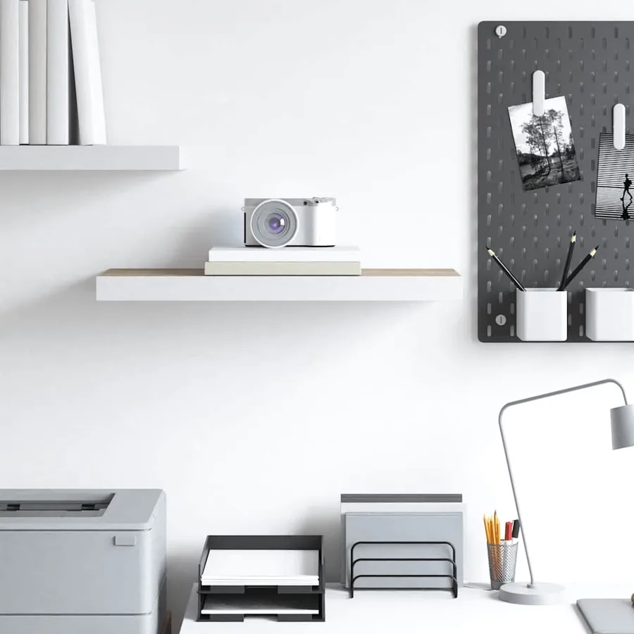 Étagère murale flottante chêne et blanc 60x23,5x3,8 cm MDF - 3