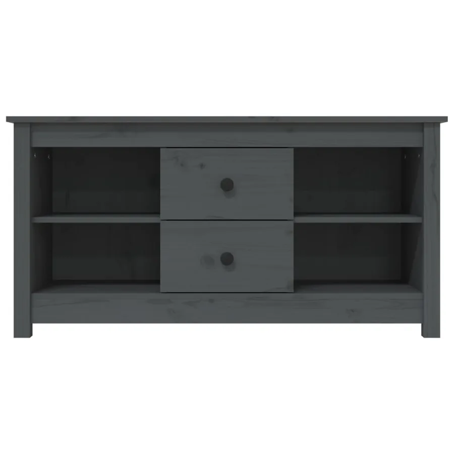 Meuble TV Gris 103x36,5x52 cm Bois de pin massif - 3