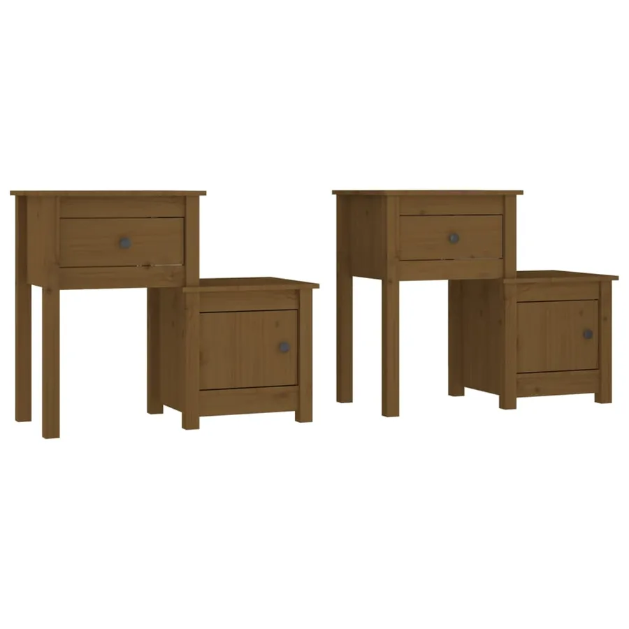 Tables de chevet 2 pcs Marron miel 79,5x38x65,5 cm Pin solide - 2