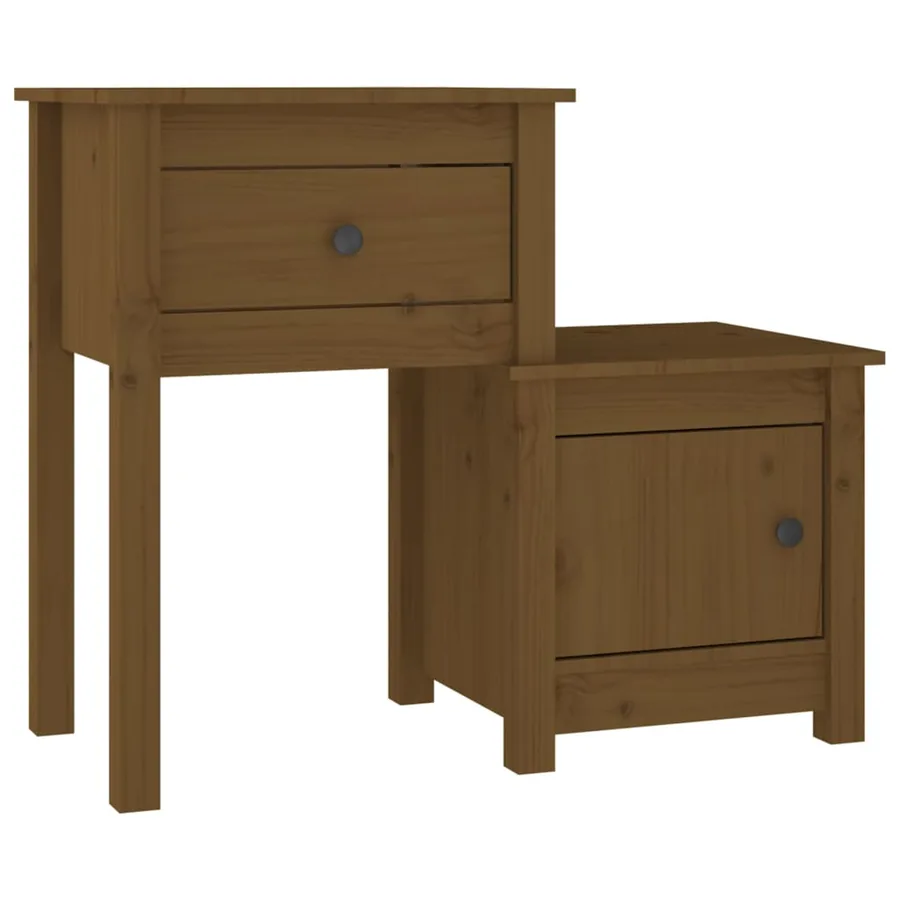 Tables de chevet 2 pcs Marron miel 79,5x38x65,5 cm Pin solide - 3