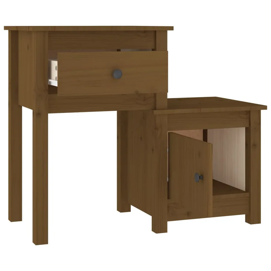 Tables de chevet 2 pcs Marron miel 79,5x38x65,5 cm Pin solide - 4