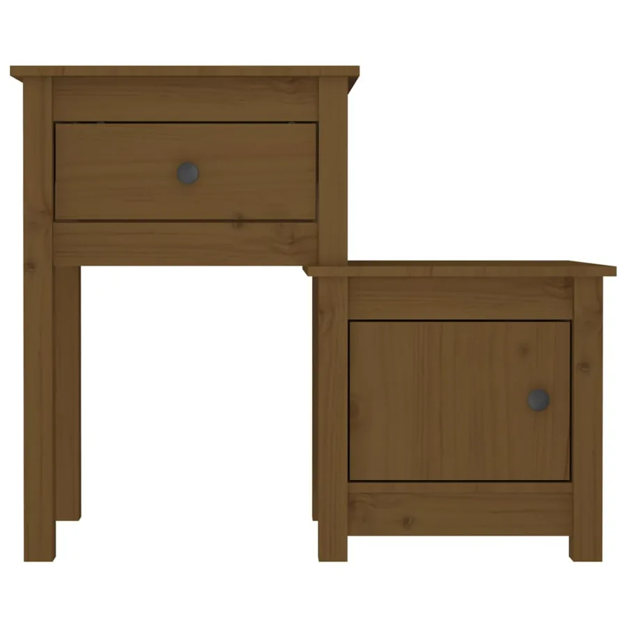 Tables de chevet 2 pcs Marron miel 79,5x38x65,5 cm Pin solide - 5