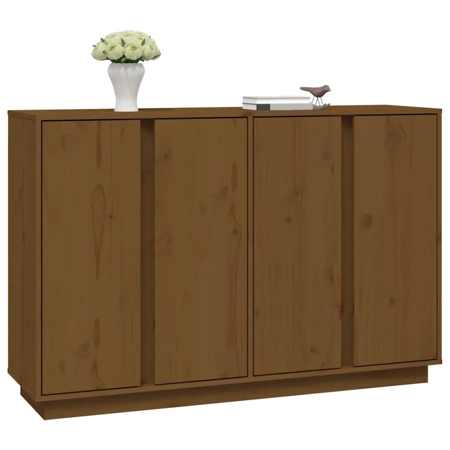 Buffet Marron miel 120x35x80 cm Bois massif de pin - 4
