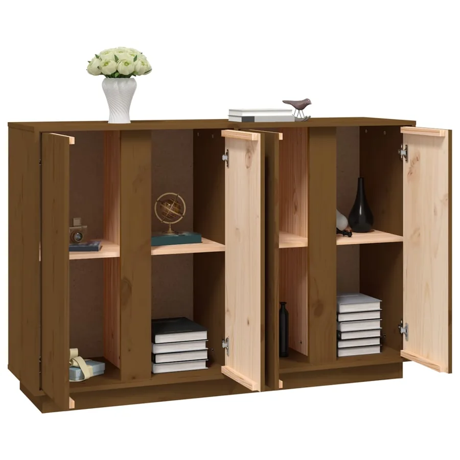 Buffet Marron miel 120x35x80 cm Bois massif de pin - 5