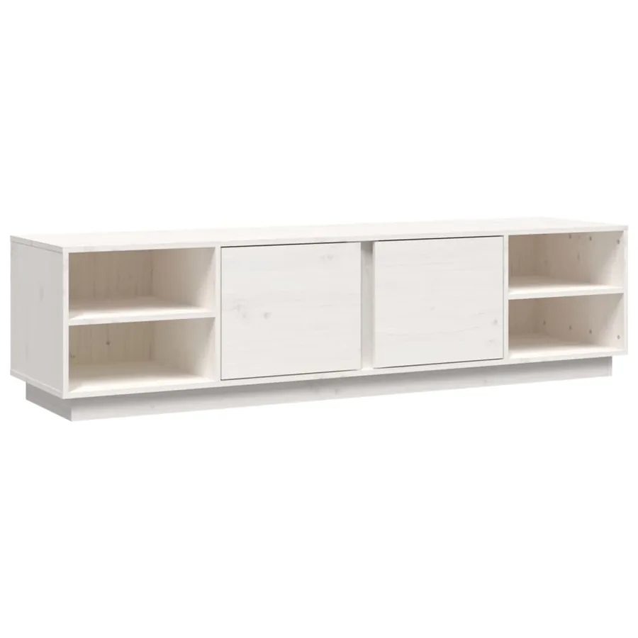 Meuble TV Blanc 156x40x40 cm Bois de pin massif - 2