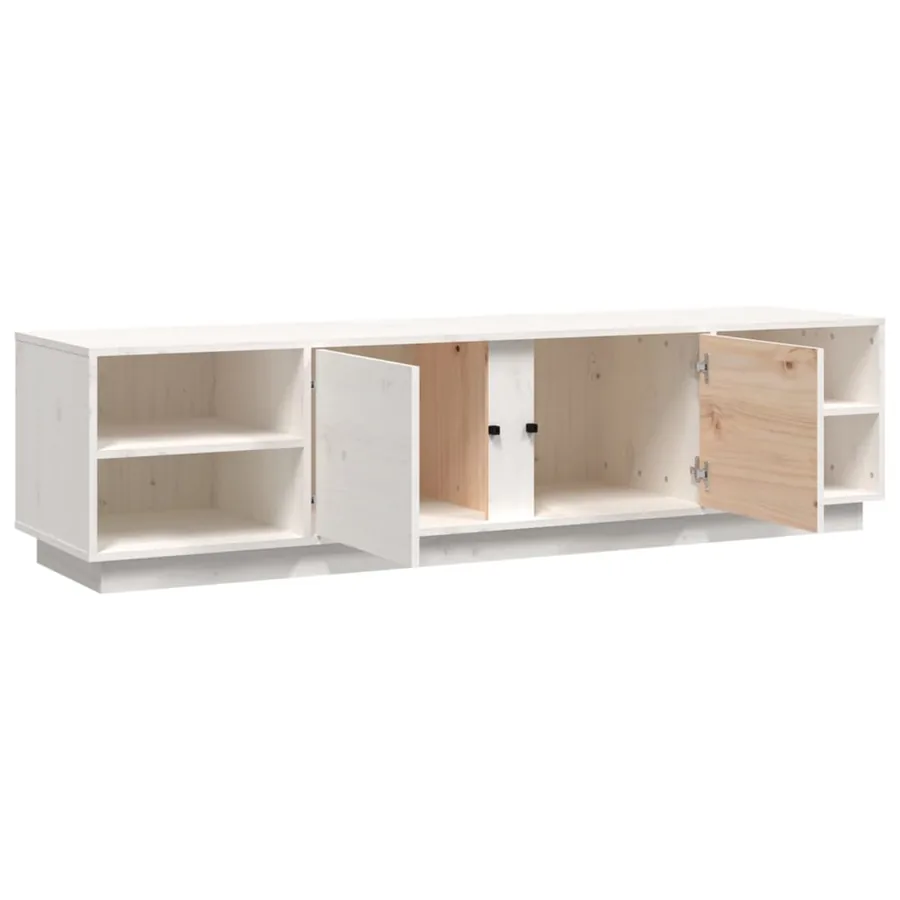 Meuble TV Blanc 156x40x40 cm Bois de pin massif - 7