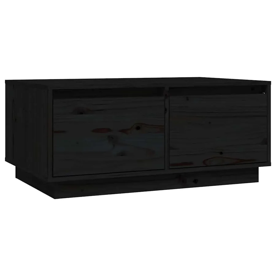 Table basse Noir 80x50x35 cm Bois massif de pin - 2