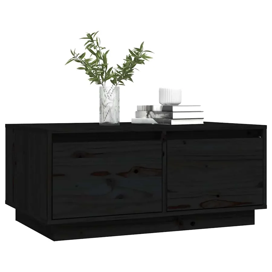 Table basse Noir 80x50x35 cm Bois massif de pin - 4