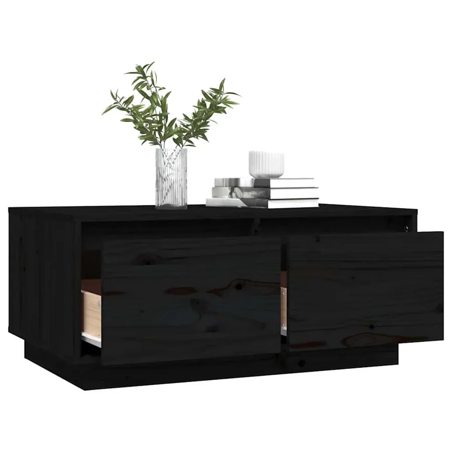 Table basse Noir 80x50x35 cm Bois massif de pin - 5
