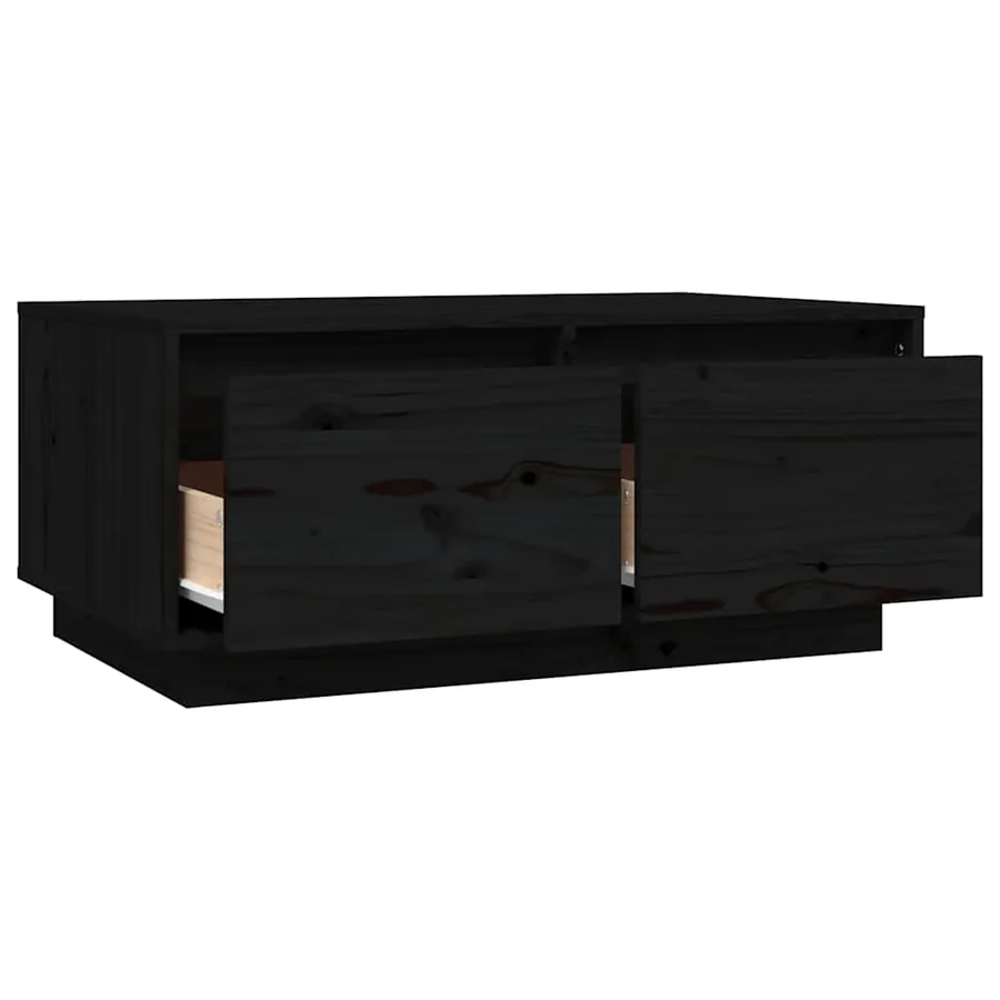 Table basse Noir 80x50x35 cm Bois massif de pin - 8