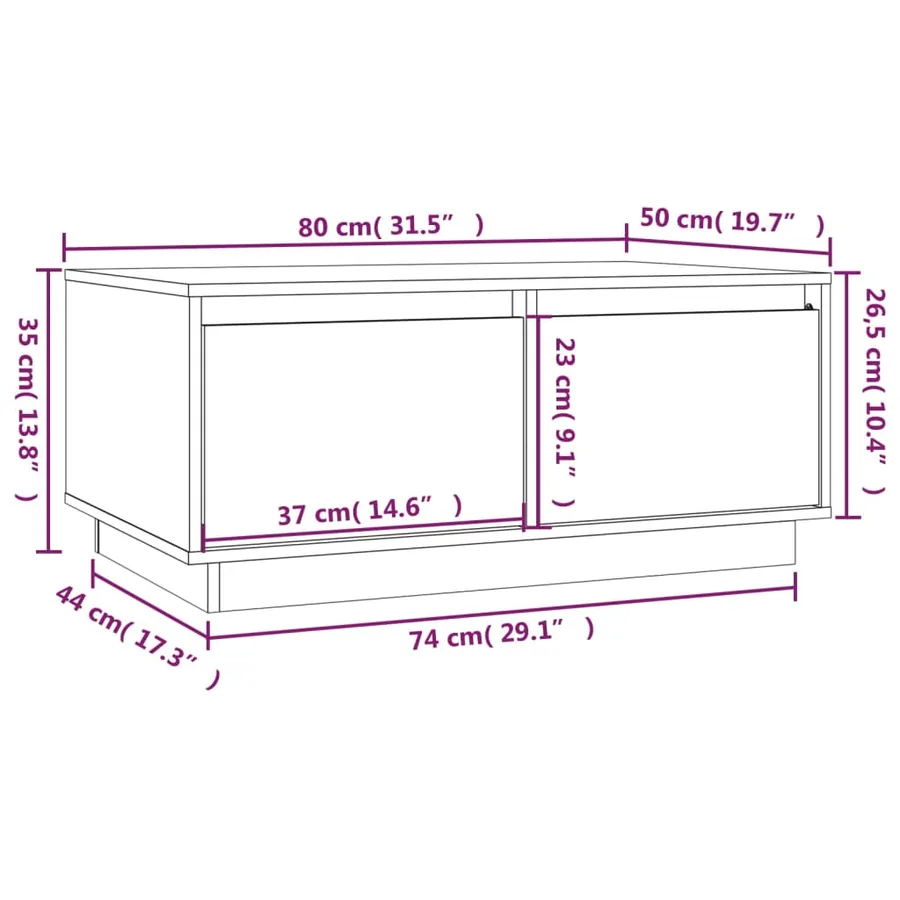 Table basse Gris 80x50x35 cm Bois massif de pin - 10