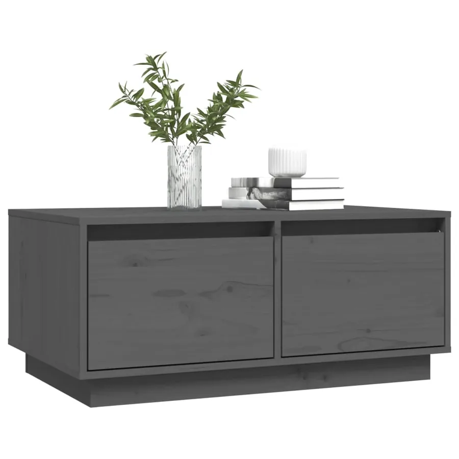 Table basse Gris 80x50x35 cm Bois massif de pin - 4