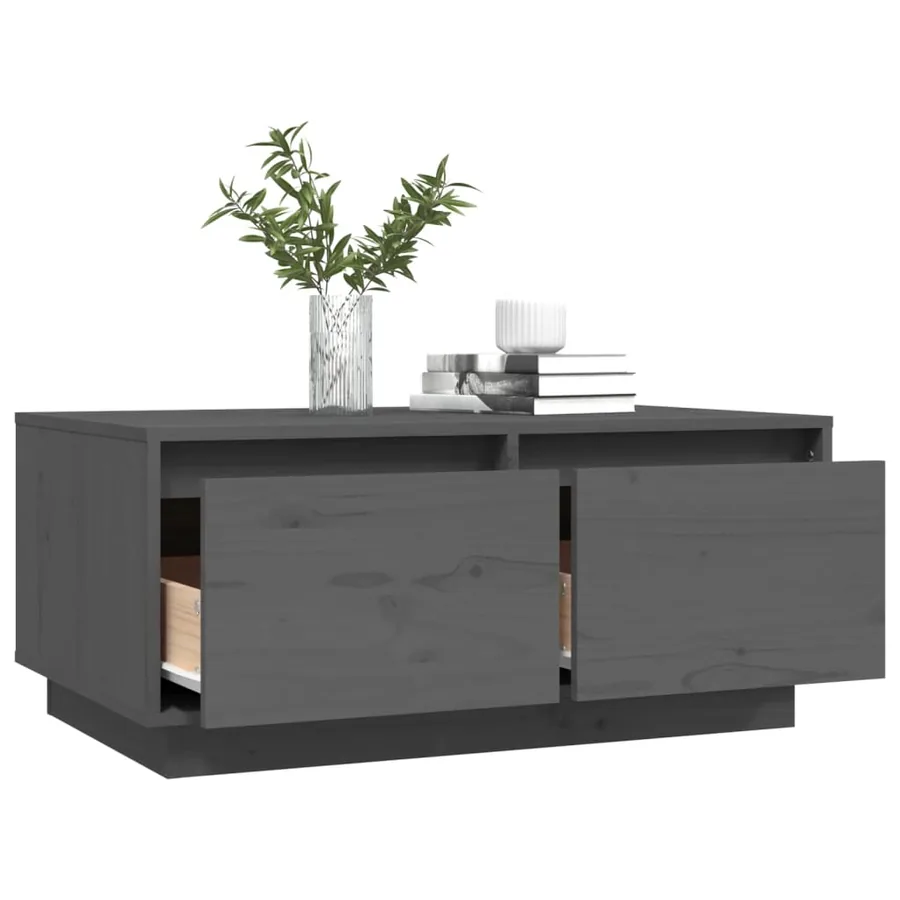 Table basse Gris 80x50x35 cm Bois massif de pin - 5