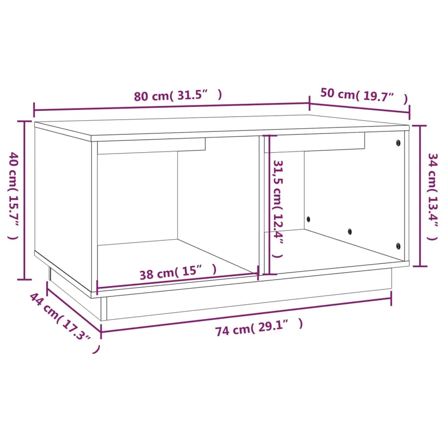 Table basse 80x50x40 cm Bois massif de pin - 8