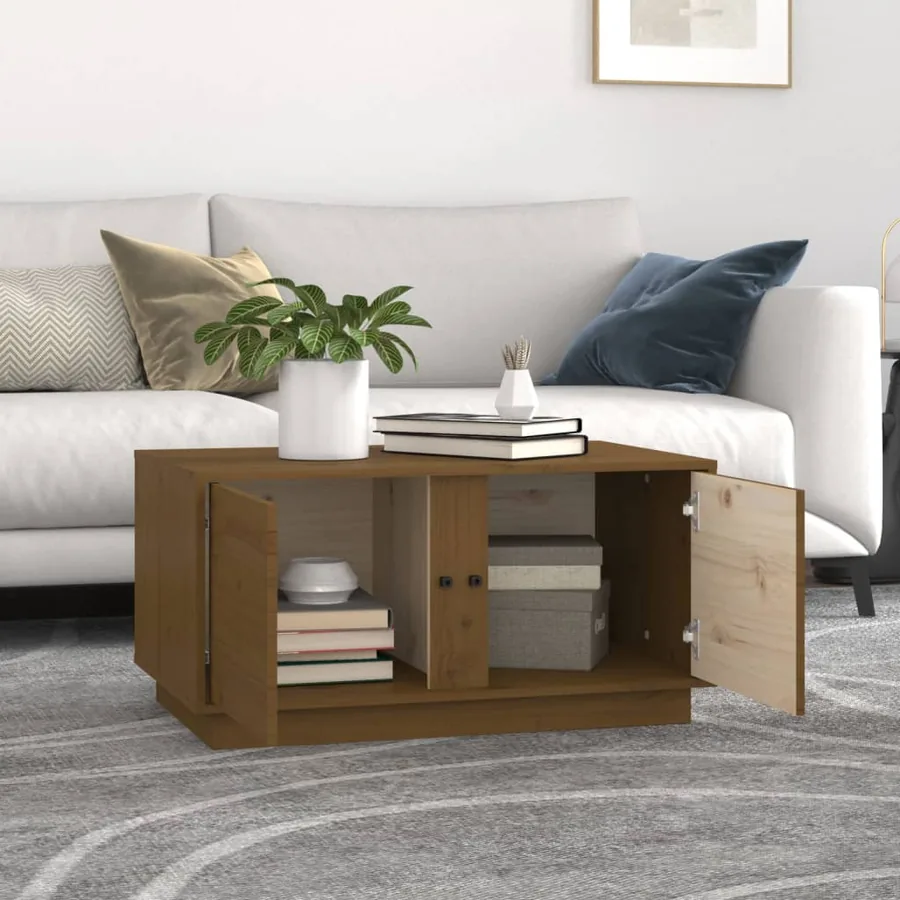 Table basse Marron miel 80x50x40 cm Bois massif de pin - 3