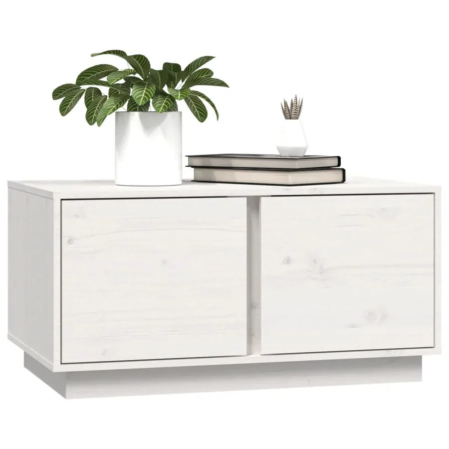Table basse Blanc 80x50x40 cm Bois massif de pin - 4