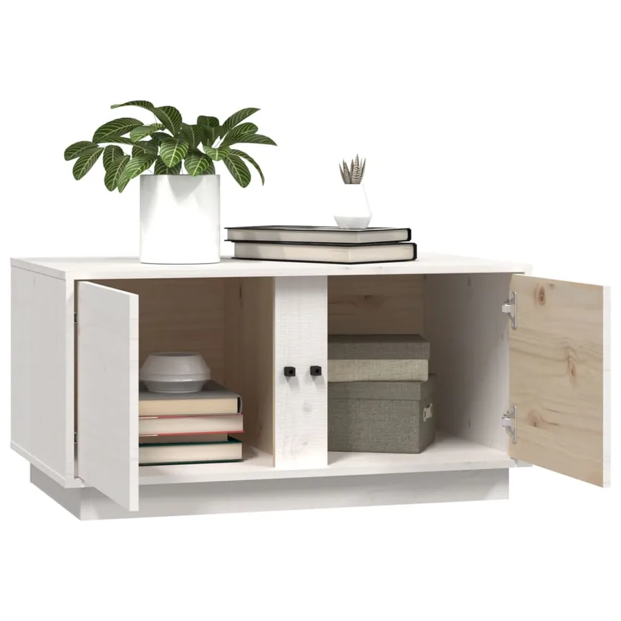 Table basse Blanc 80x50x40 cm Bois massif de pin - 5