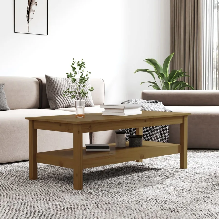 Table basse Marron miel 110x50x40 cm Bois massif de pin - 5